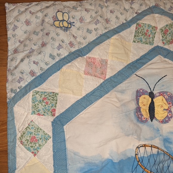 Vintage Classic Pooh Winnie the Pooh butterfly Baby Crib Blanket Quilt Quilted - Picture 14 of 16